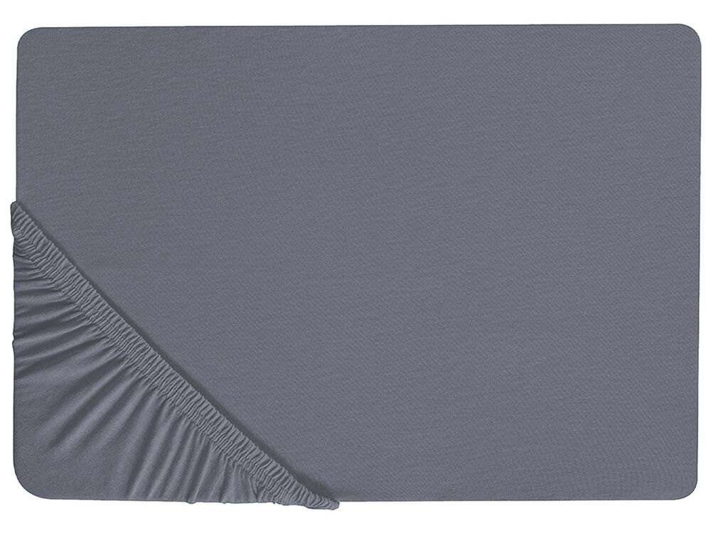 Drap housse JANBU 140 x 200 cm Coton Gris foncé