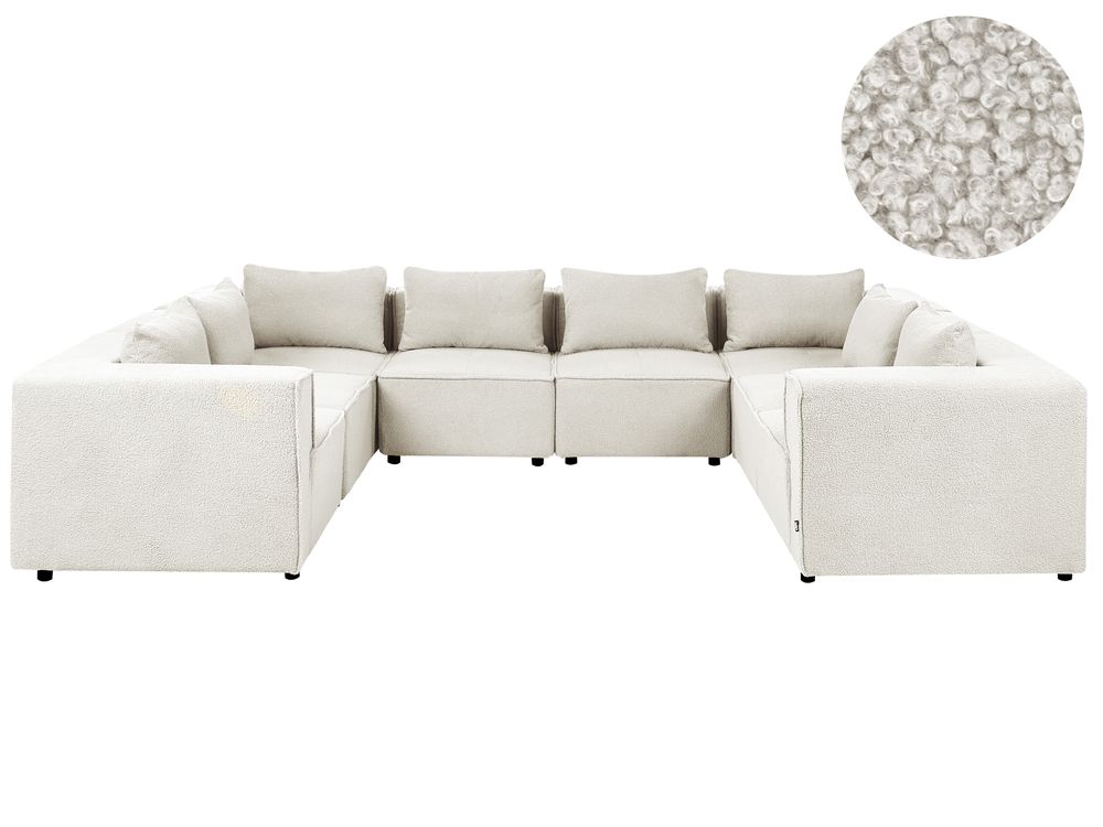 Modular U-Shape Sofa 8 Seater AXEBO Boucle Off-White