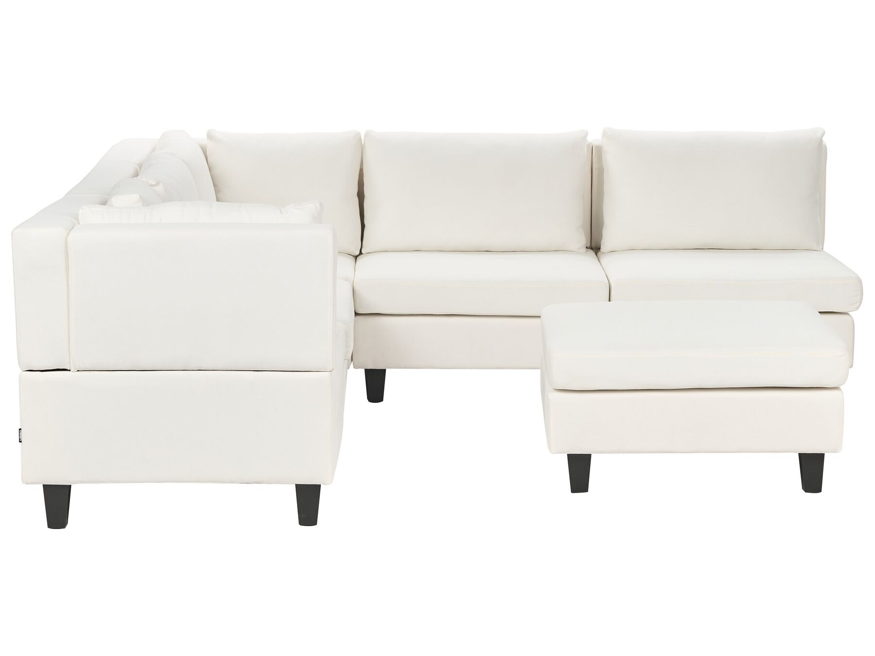 5 Seater Right Hand Modular Fabric Corner Sofa with Ottoman White UNSTAD_925174