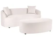 Sofa AMAL mit Ottomane Stoff Hellbeige_1145803