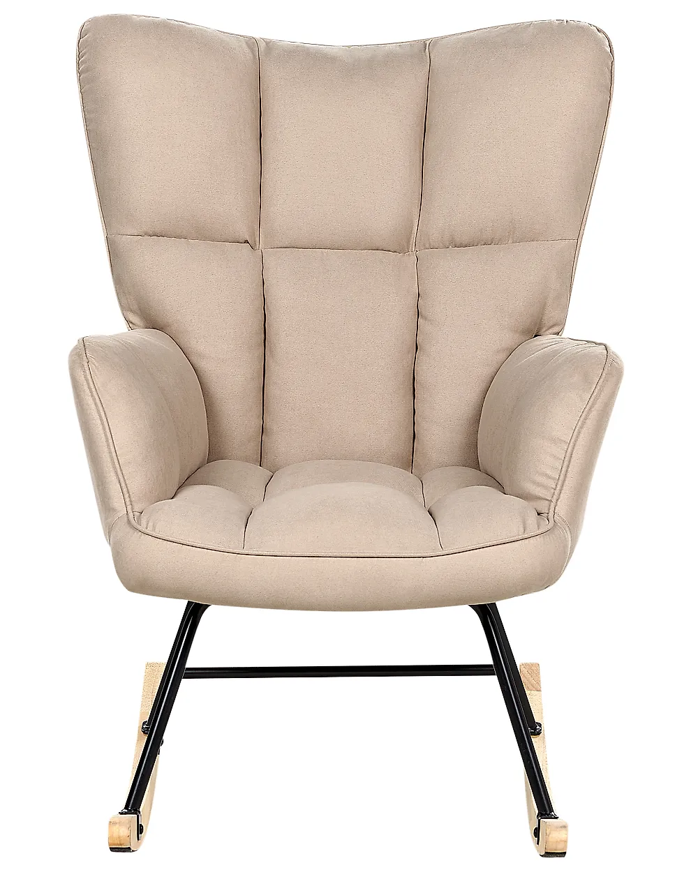 Fauteuil à Bascule Moderne Beliani - Tissu Taupe, Pieds Métal Et Bois, Accoudoirs, Charge 120 Kg - 5