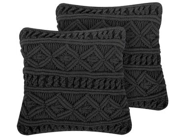 Sierkussen set van 2 macramé zwart 45 x 45 cm MUDANYA