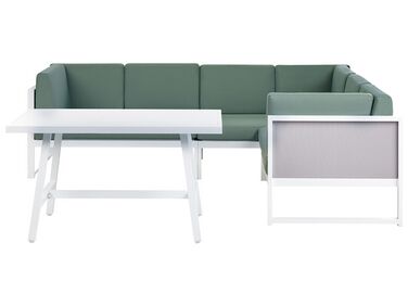 Loungeset 6-zits aluminium wit/groen linkszijdig CASTELLA/FRATTE