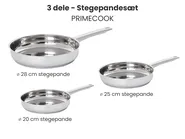 Sæt med 3 stegepander PRIMECOOK Rustfrit stål Sølv_1051151