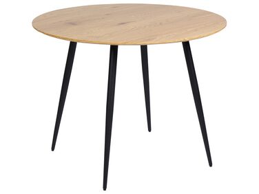 Kulatý jídelní stůl ⌀ 100 cm světlé dřevo/černý BJORKA