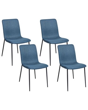 Set of 4 Fabric Dining Chairs Dark Blue GLENDIVE