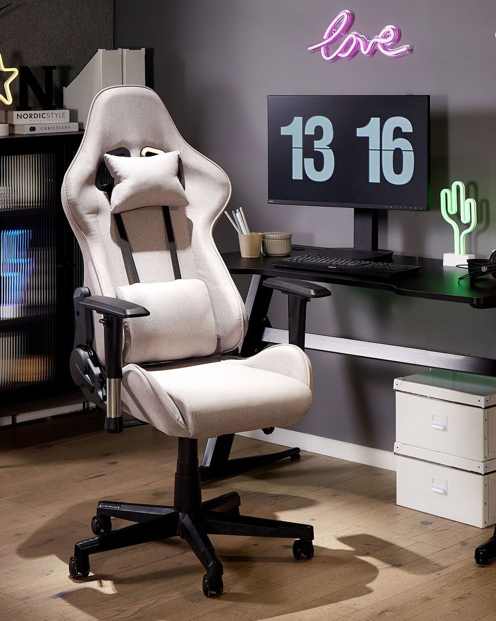 Gaming Chair Light Grey WARRIOR Beliani.cz