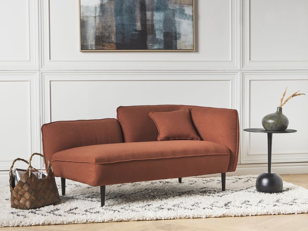 Chaise longue derecha CHEVANNES Bouclé Rojo oscuro