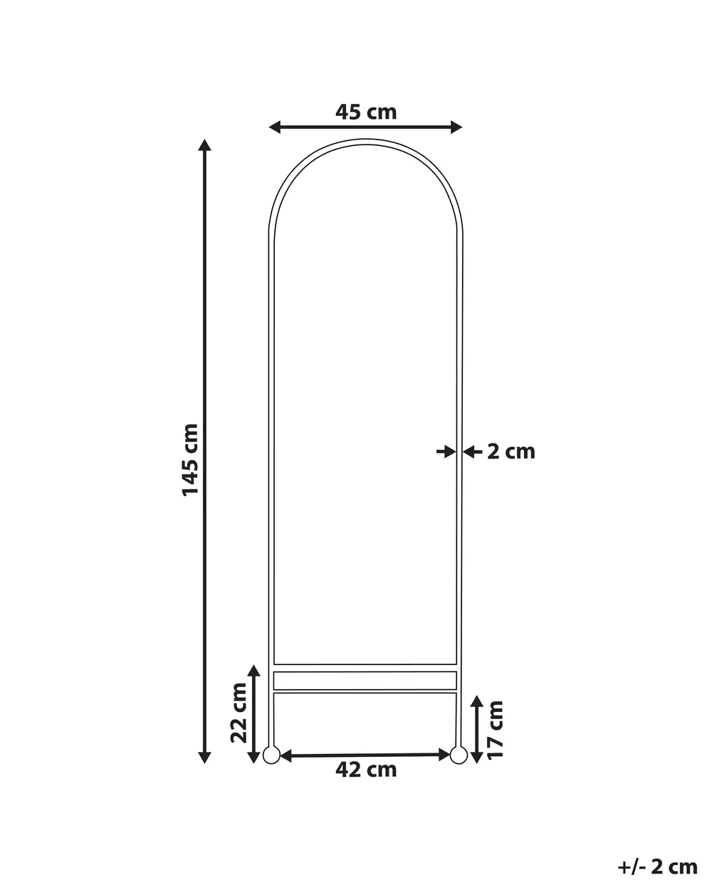 Lustro ścienne JARNAGES 45 cm 145 cm Metal Czarny_900651