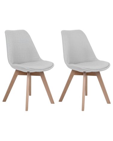 Conjunto de 2 sillas de comedor de poliéster gris claro/madera clara DAKOTA II