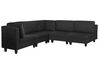 Right Hand 5 Seater Modular Fabric Corner Sofa Black FEVIK_833832