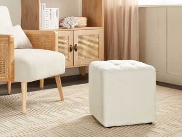 Boucle Footstool White KANSAS 