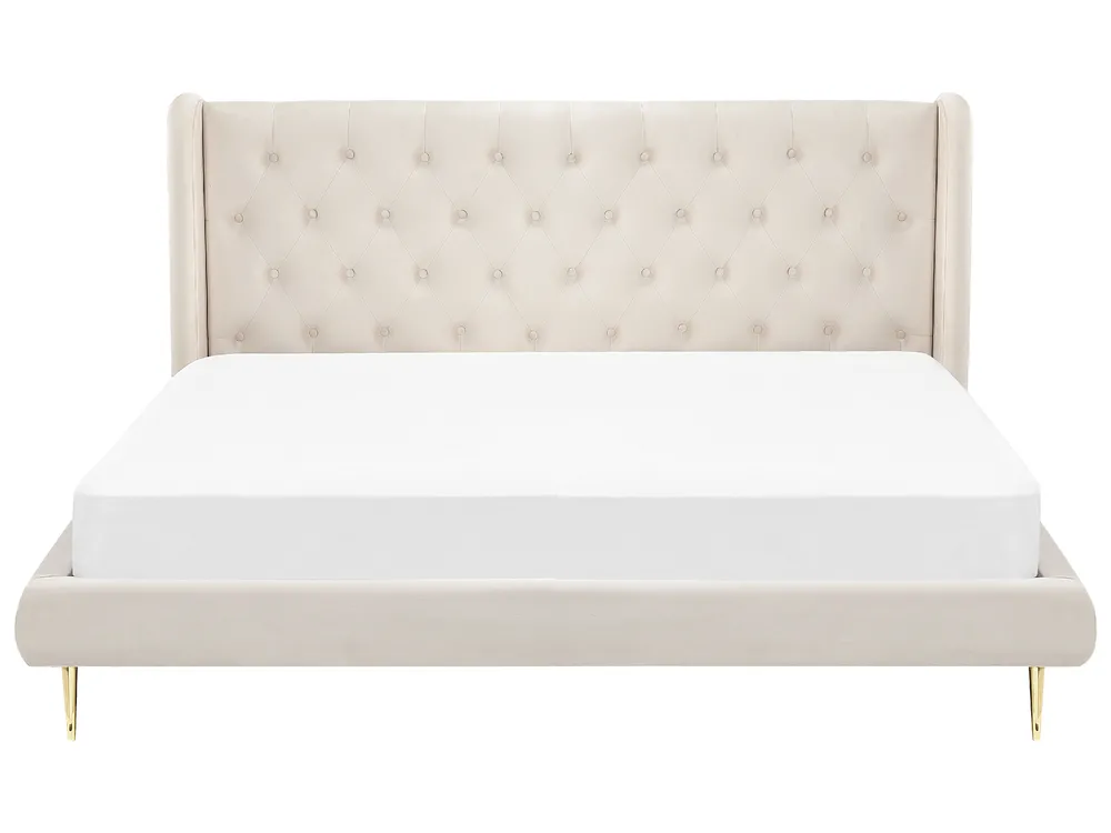 Bed Velvet FORBACH 180 x 200 cm (EU Super King) Beige_843888