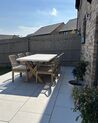 6 Seater Concrete Garden Dining Set with Chairs White with Beige OLBIA_932285