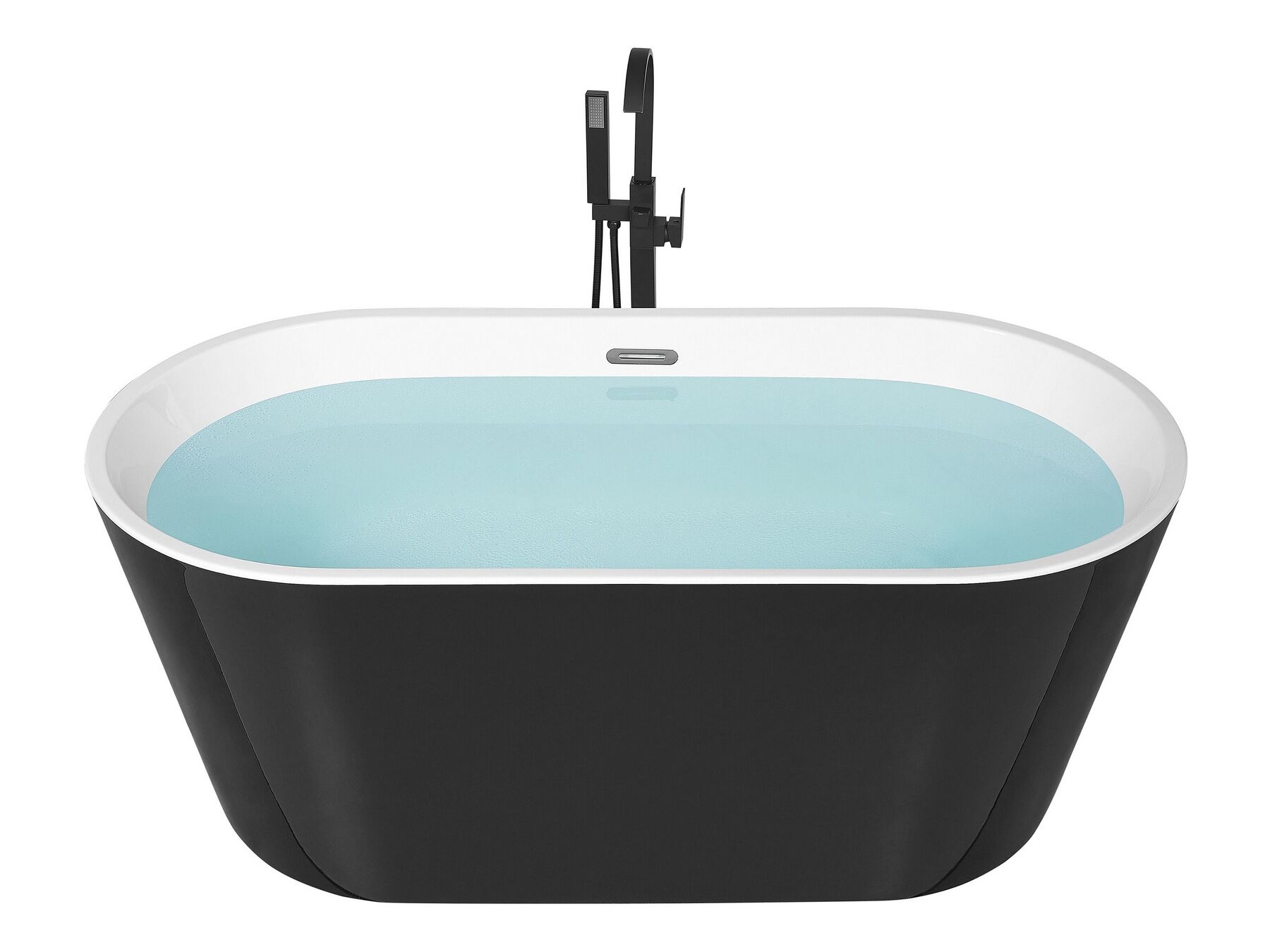 Badewanne freistehend schwarz-weiß oval 150 x 75 cm HAVANA_812188