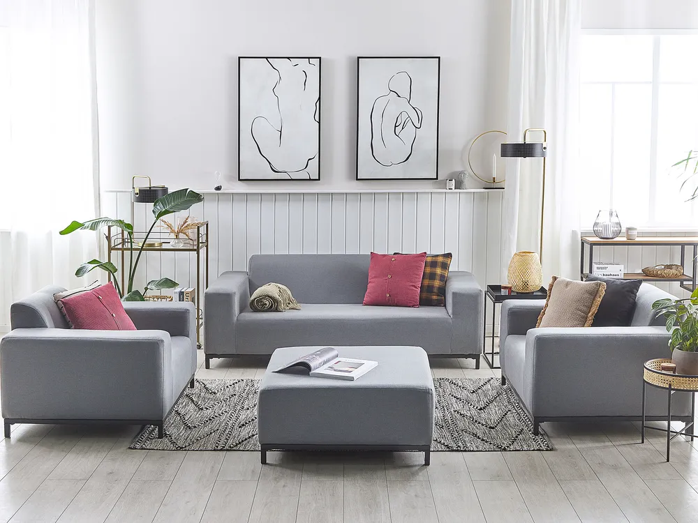 Garden Lounge Set with Table 5 Seater ROVIGO Grey_795320