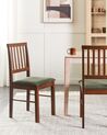 Set of 2 Wooden Dining Chairs Dark Wood and Dark Green ORONO _926574