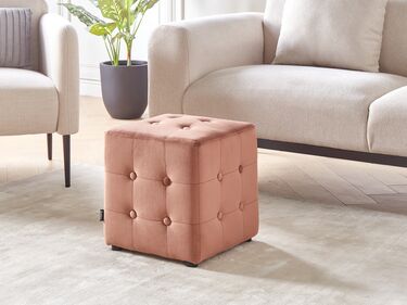 Velvet Pouffe Peach Pink WISCONSIN