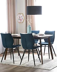 Lot de 2 chaises de salle à manger LISLE Tissu Bleu paon_1173874