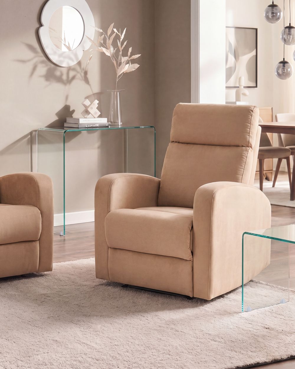 Fauteuil inclinable VERDAL Velours Marron clair
