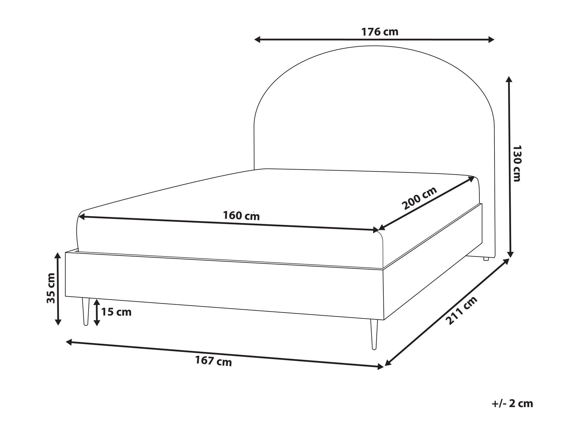 Fabric EU King Size Bed White MILLAY_863298