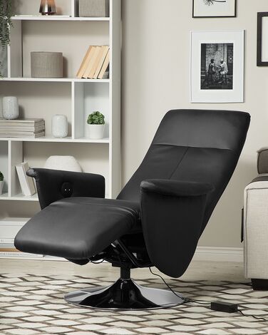 Faux Leather Recliner Chair Black PRIME