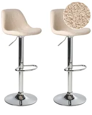 Set of 2 Bar Stools KAHLA Swivel Boucle Light Beige_1011226