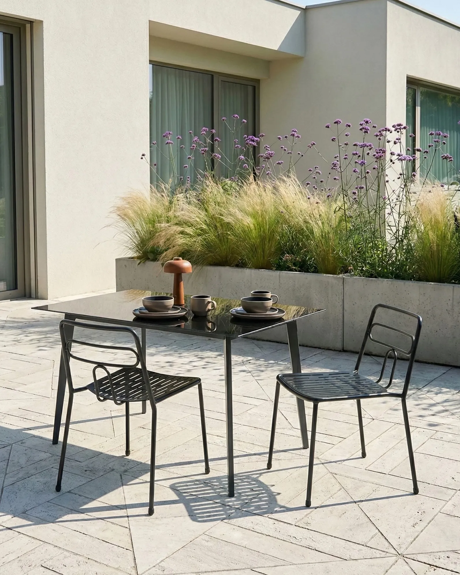Set of 2 Garden Chairs AGEROLA Metal Black_1049275