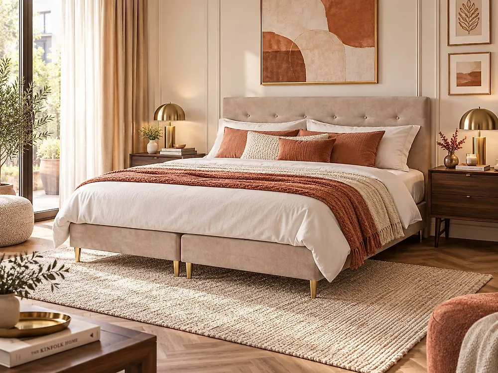 Divan Bed Velvet MARQUISE 160 x 200 cm (EU King Size) Beige_1179652