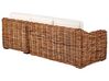 Garten Ecksofa Rattan naturfarben 3-Sitzer linksseitig Auflagen cremeweiss BRIATICO_928284