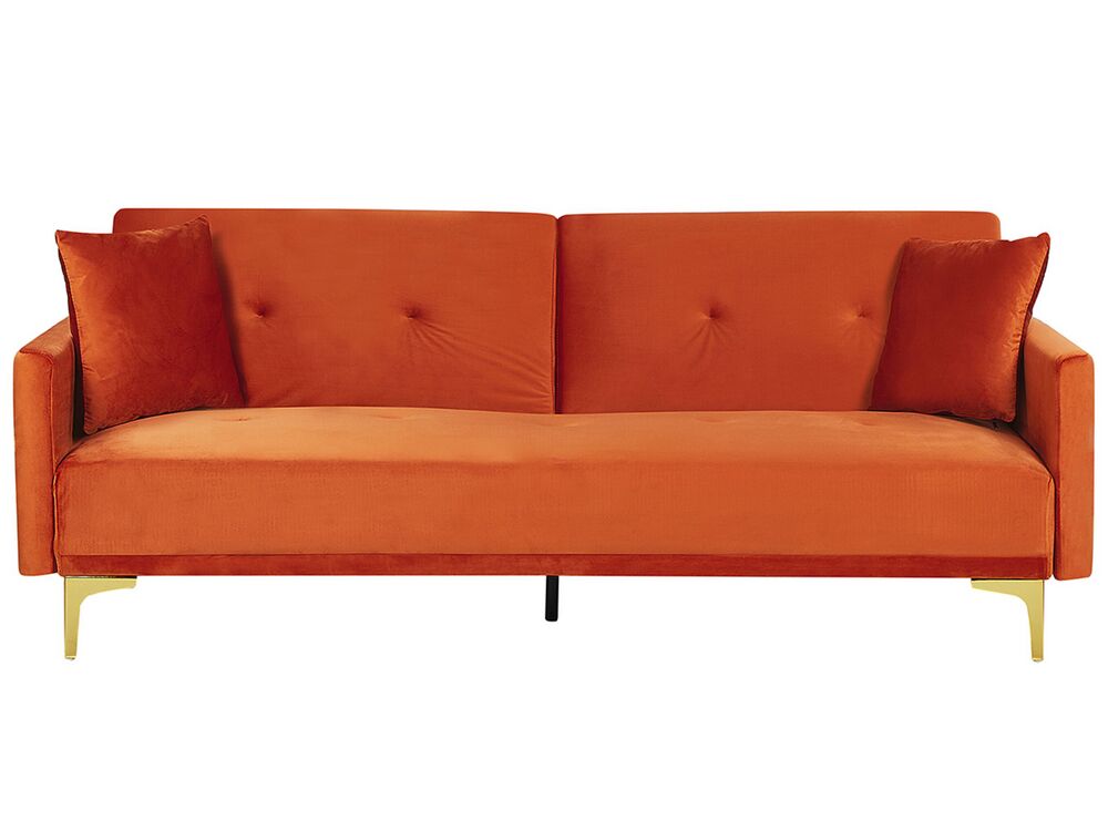 Sofa Bed 3 Seater LUCAN Velvet Orange