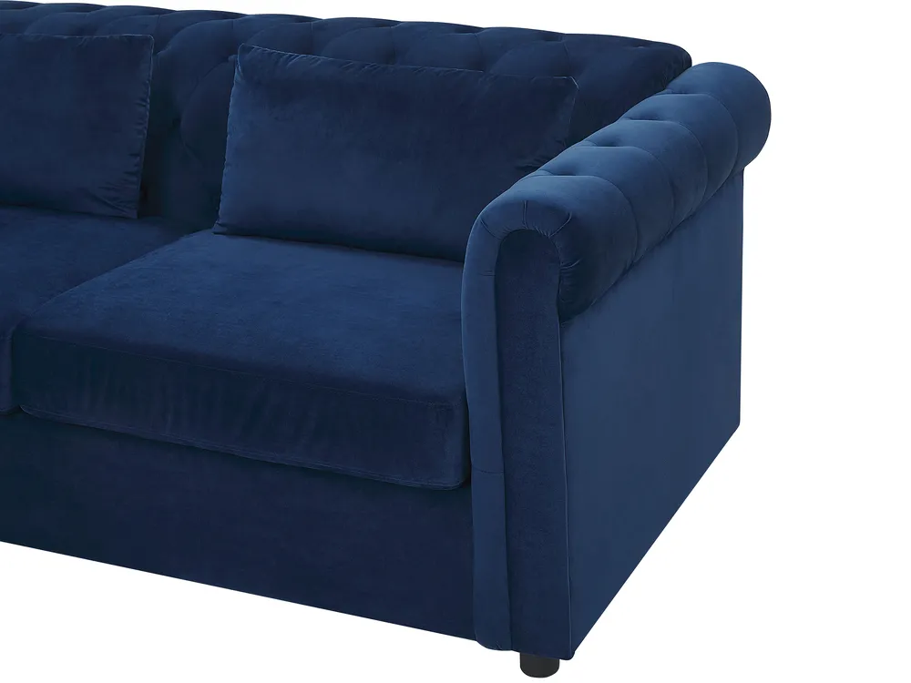Divano letto 3 posti in velluto blu marino Eina