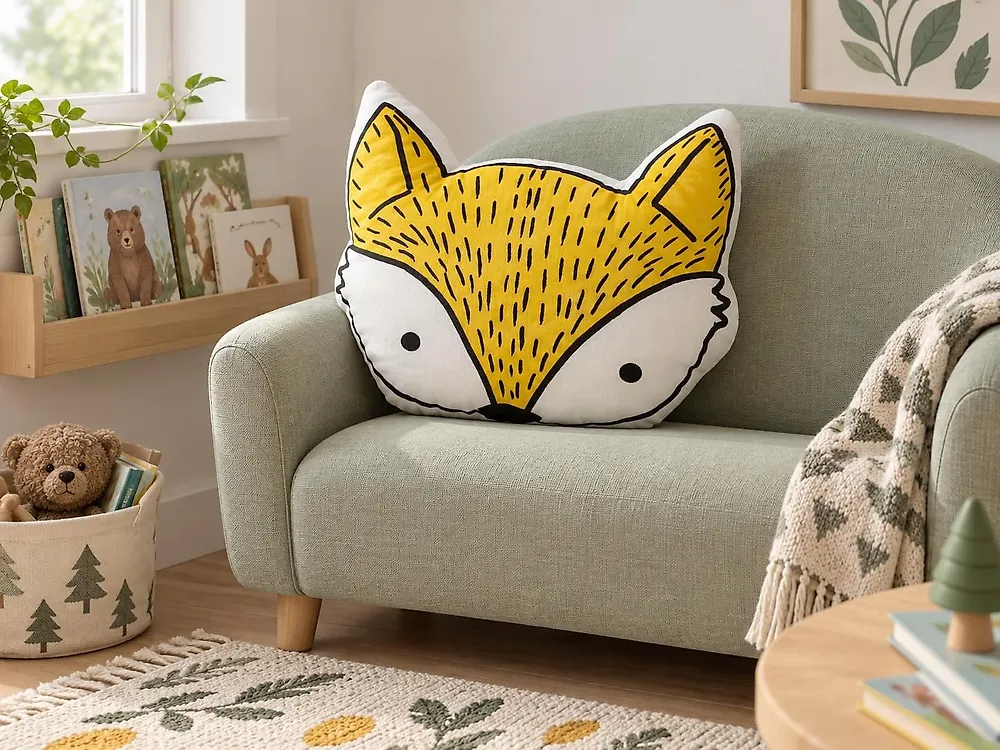 Throw Cushion VADODARA 50 x 40 cm Cotton Fox Yellow_1179151
