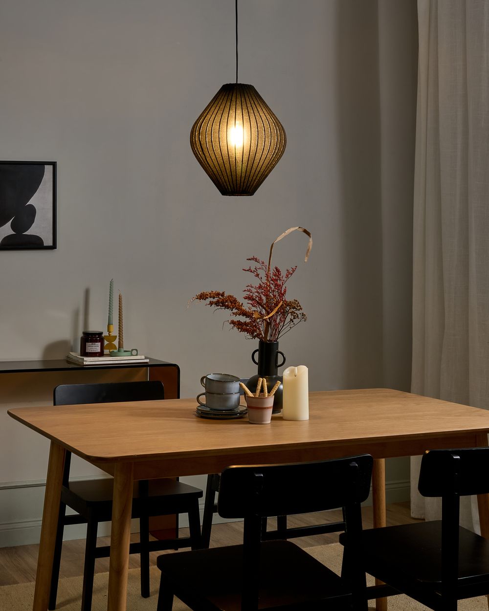 Hanglamp ALME Stof Zwart