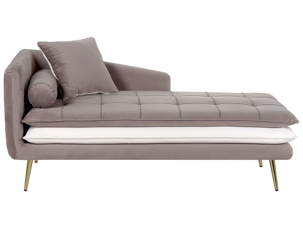 Chaise longue côté gauche GONESSE Velours Marron clair