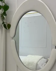 Lustro ścienne MASSAY 53 cm 90 cm Welur Biały_992555