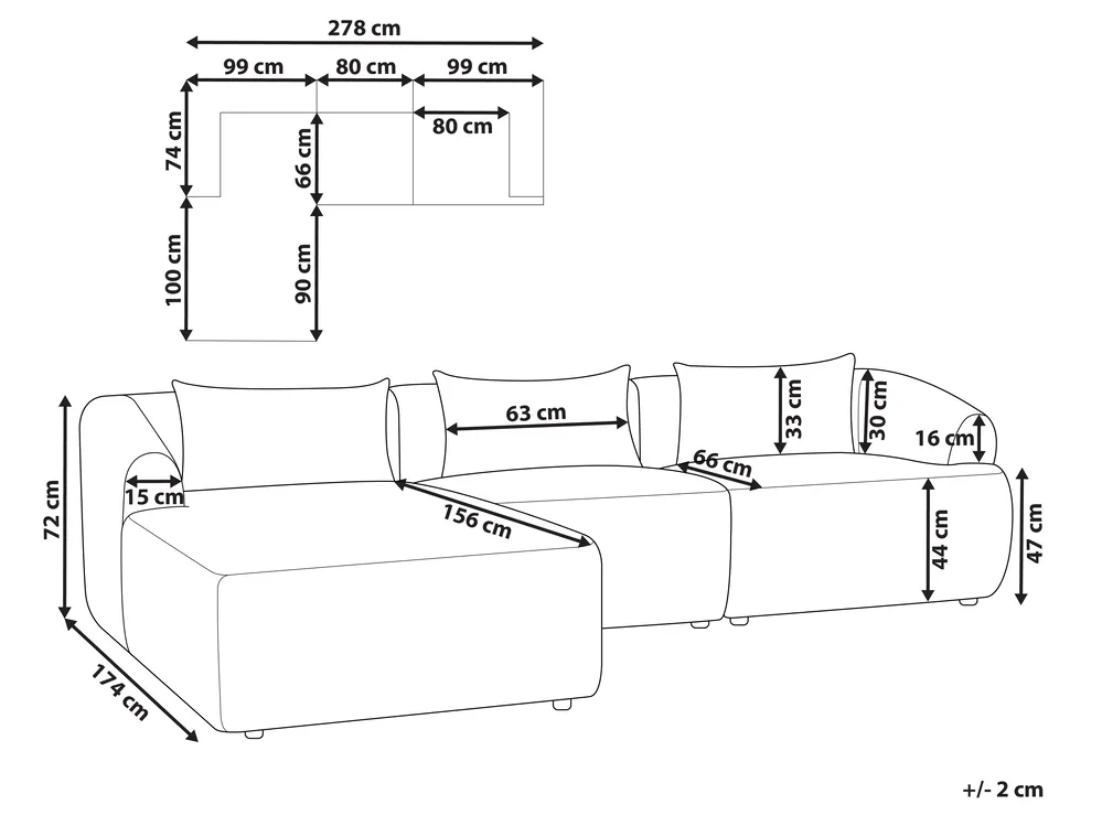Corner Sofa 3 Seater SVANSELE Boucle Off-White Right Hand_901667
