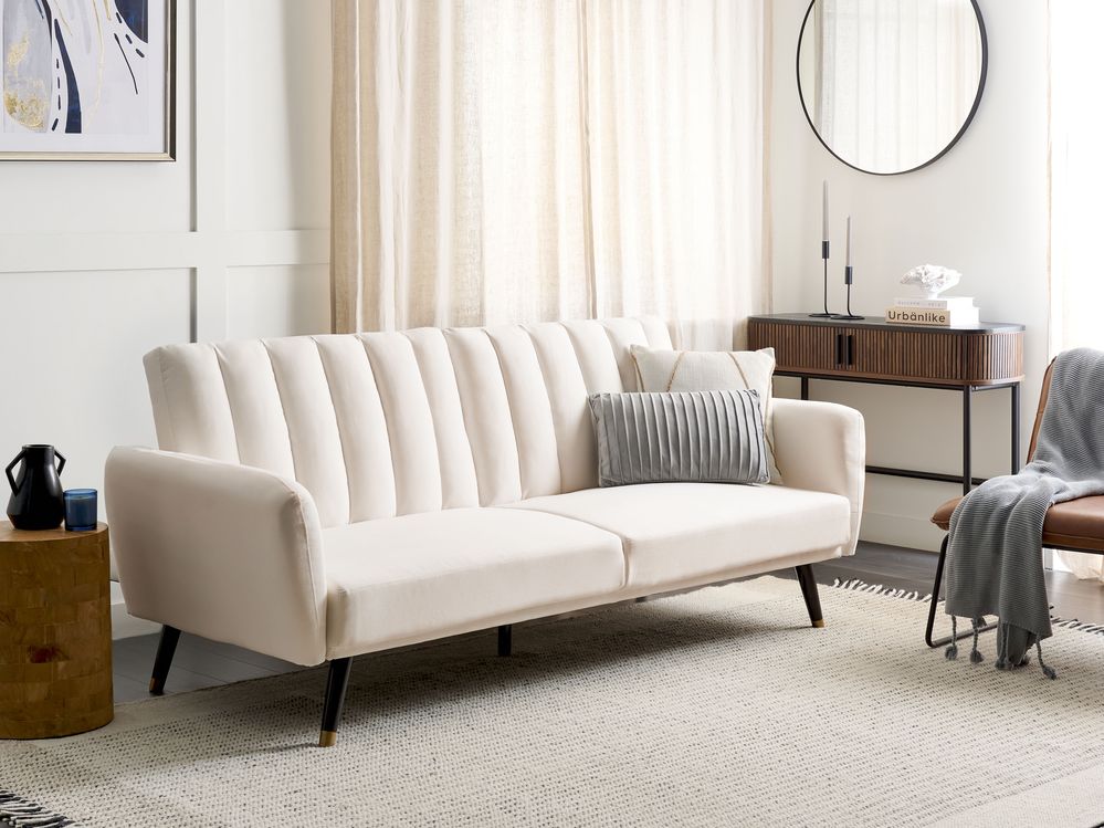 Schlafsofa 3-Sitzer VIMMERBY Stoff Hellbeige