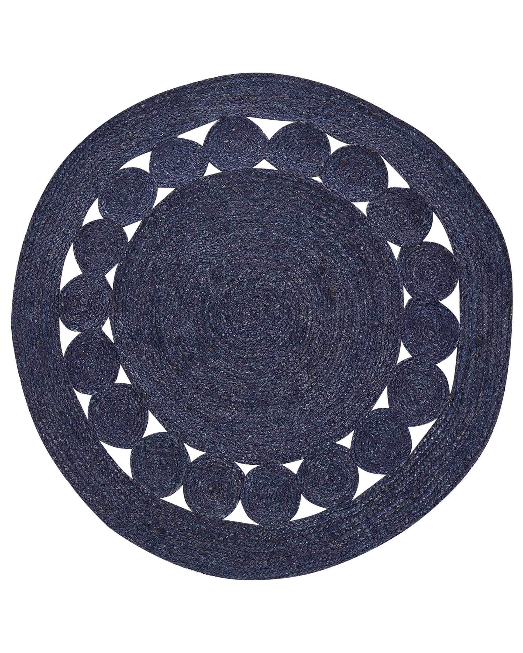 Okrúhly jutový koberec ø 120 cm tmavomodrý KOYUNLU_904019