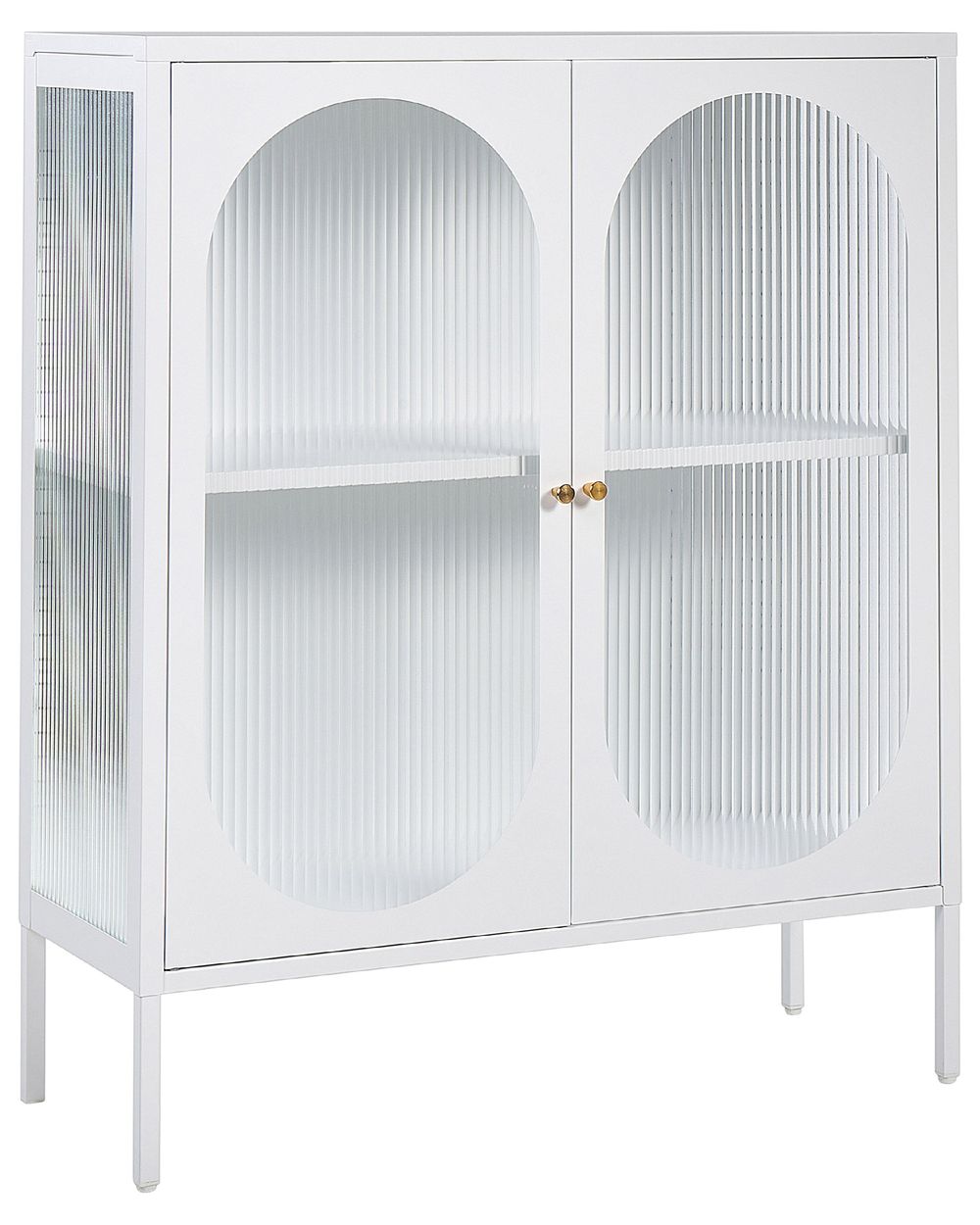 Prosklená komoda SARRE 90 cm Kov Bílá