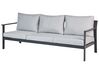 Gartensofa Aluminium schwarz 3-Sitzer Auflagen hellgrau KIATO_934610