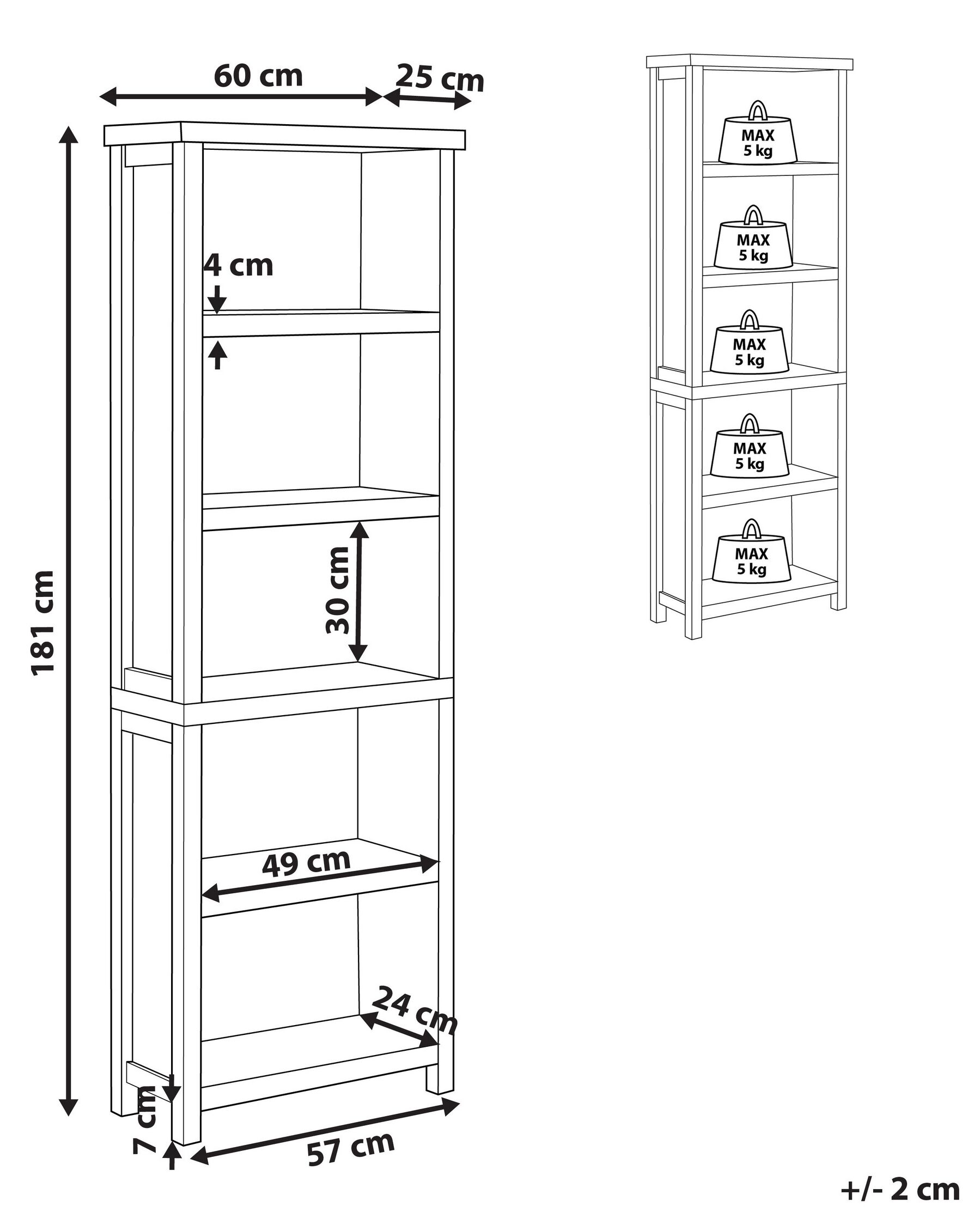 5 Tier Bookcase Grey CLIO_826001