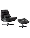 Sillón giratorio TOVIK con reposapiés Chenilla Negro