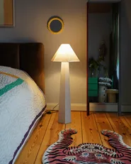 Floor Lamp DEMBI Faux Linen Light Beige_1050758