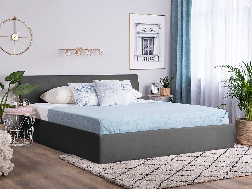 Lit ottoman ORBEY Tissu Gris 180 x 200 cm