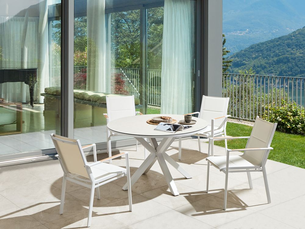 Salle à manger de jardin 4 places MALETTO/BUSSETO Métal Blanc