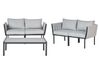 Lounge Set Stahl schwarz 5-Sitzer Auflagen hellgrau SKALA_934637