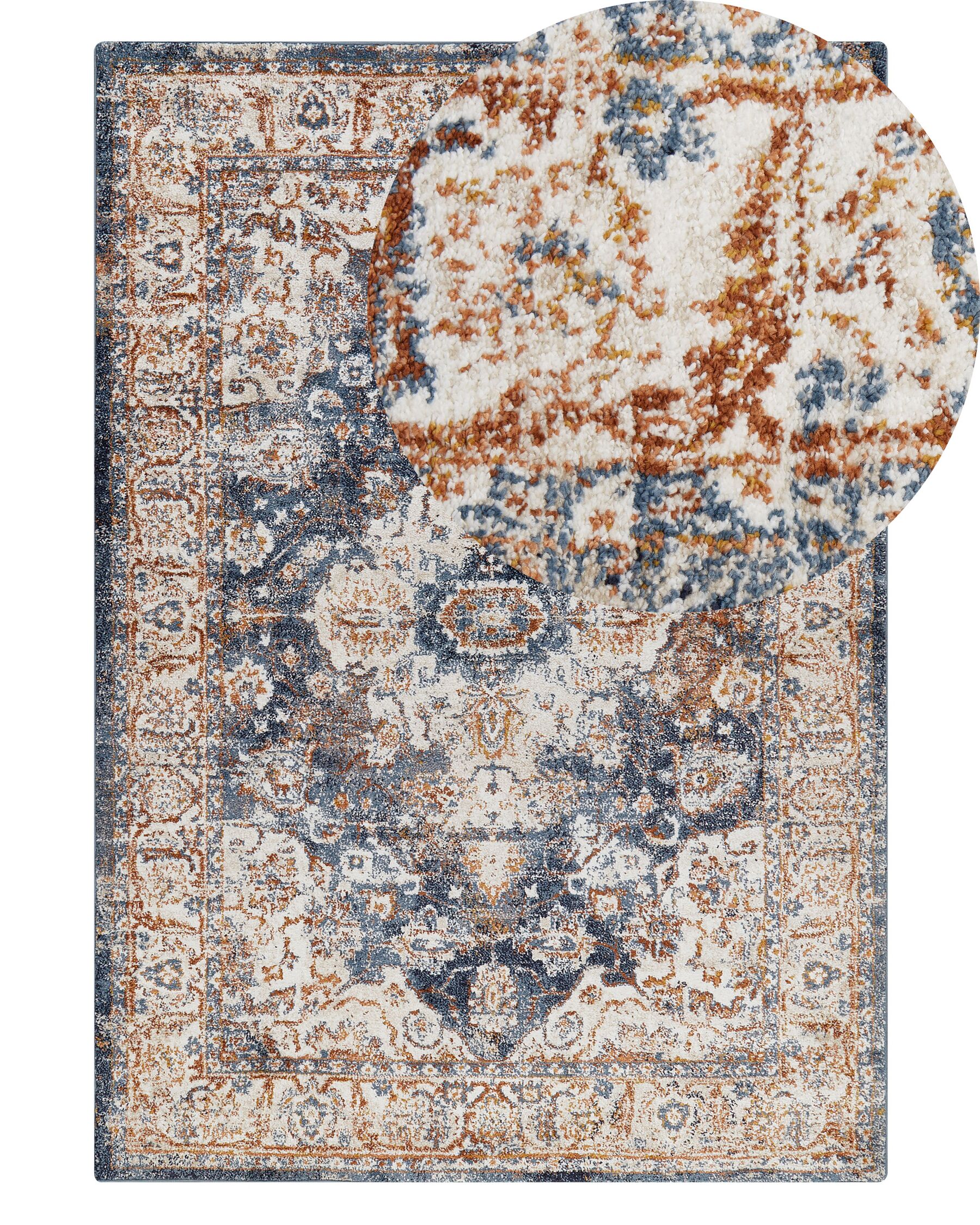 Teppich beige / blau 160 x 230 cm orientalisches Muster Kurzflor DVIN_854300