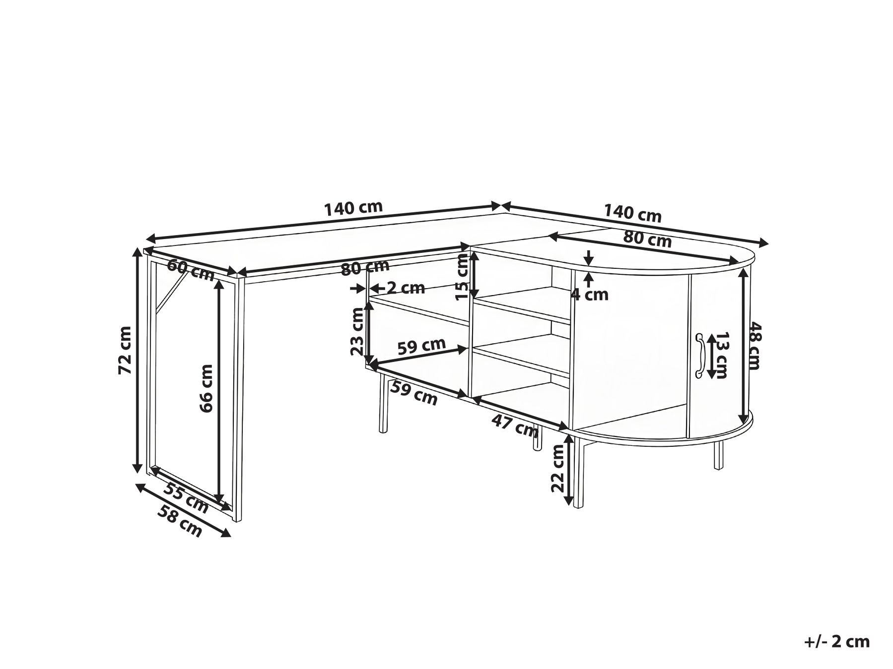 Sarok íróasztal SOLARI 140 cm 140 cm Sötétbarna_1191566