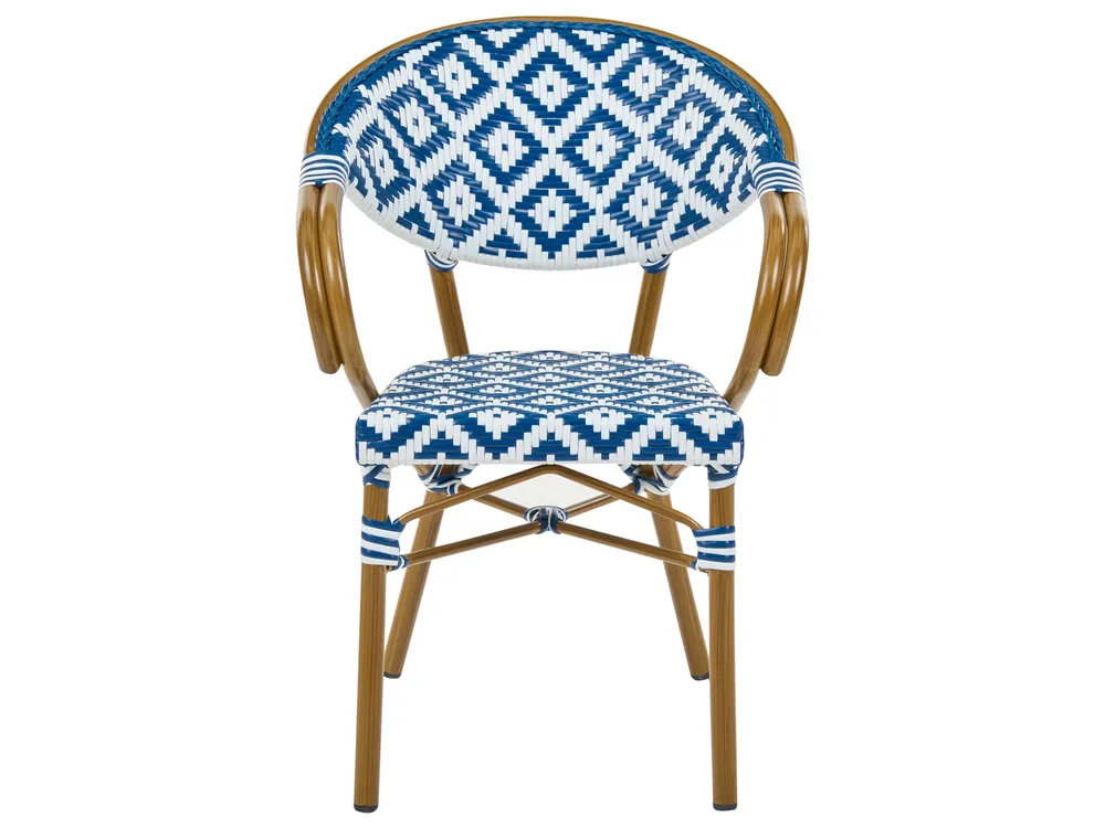 Garden Dining Set 4 Seater CASPRI PE Rattan Blue/ White_1090697